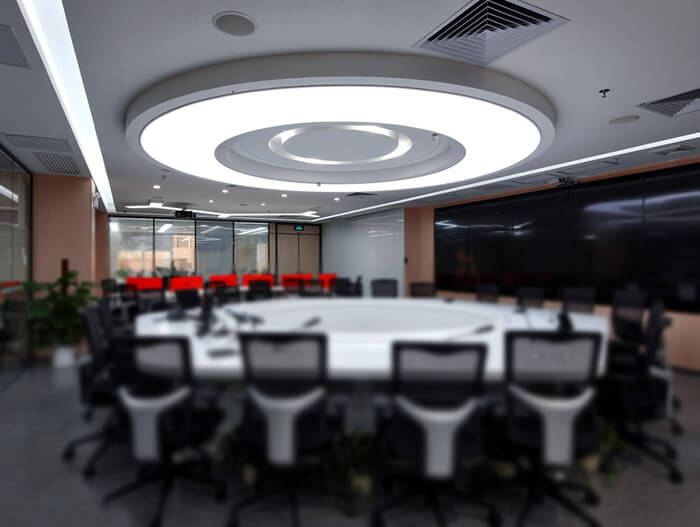 圆形会议室透光软膜天花顶设计